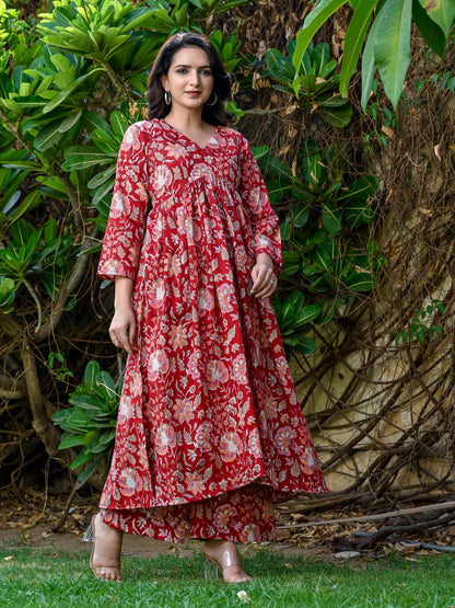 Crimson Bloom Kurta Set