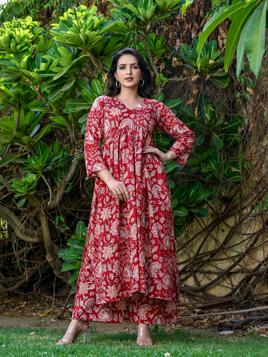 Crimson Bloom Kurta Set