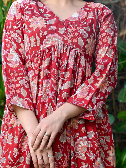 Crimson Bloom Kurta Set