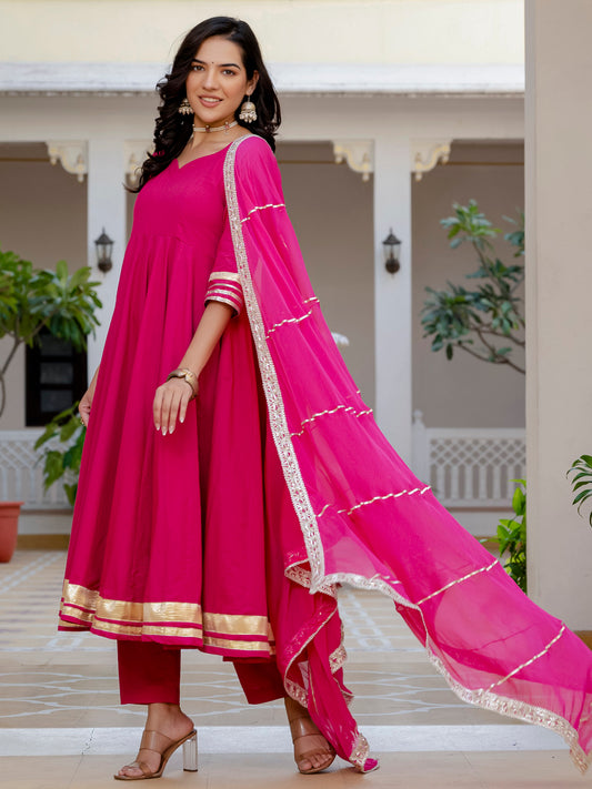 Magenta Rangrez Anarkali Suit Set