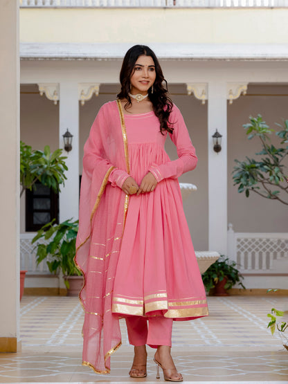 Pink Rangrez Anarkali Suit Set