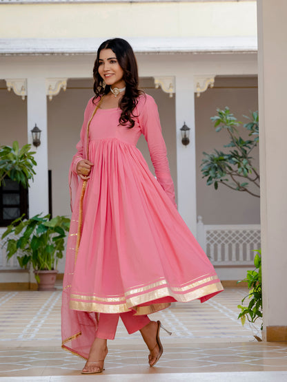 Pink Rangrez Anarkali Suit Set