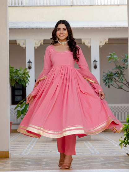 Pink Rangrez Anarkali Suit Set