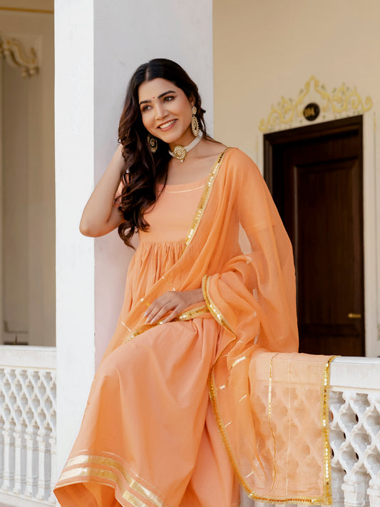 Peach Rangrez Anarkali Suit Set