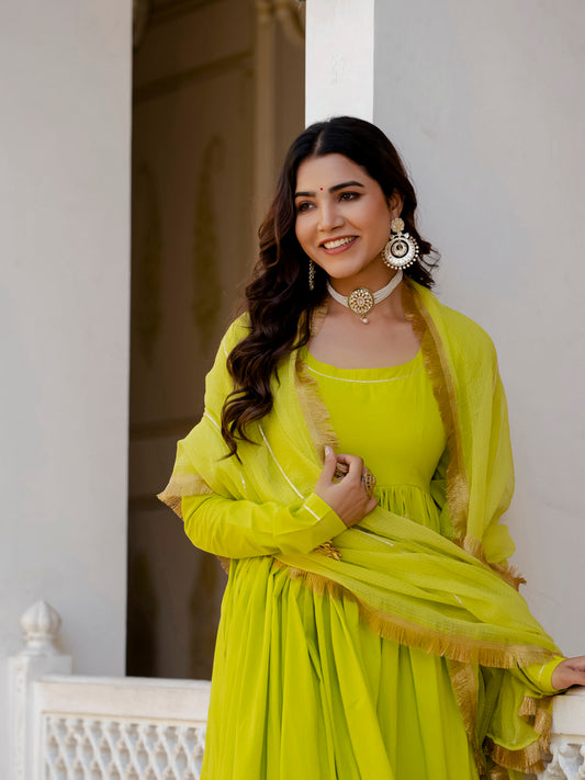 Green Rangrez Anarkali Suit Set