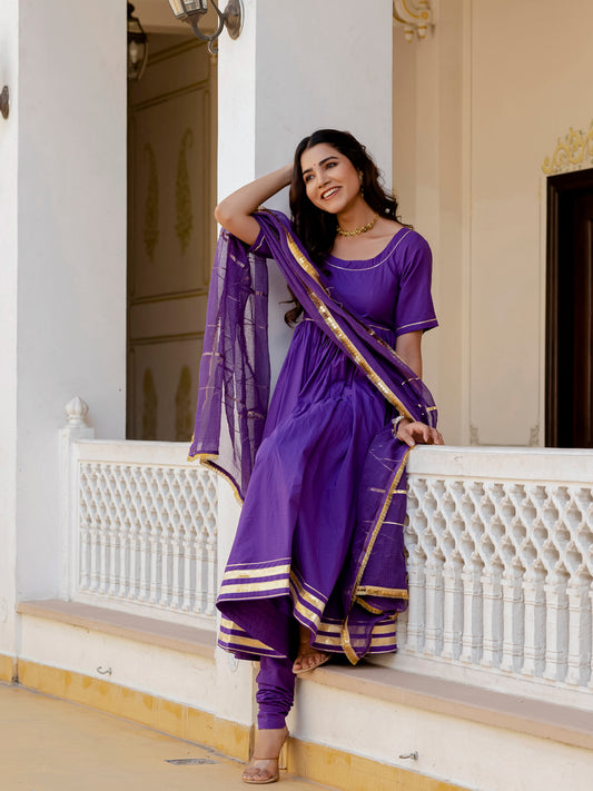 Purple Rangrez Anarkali Set