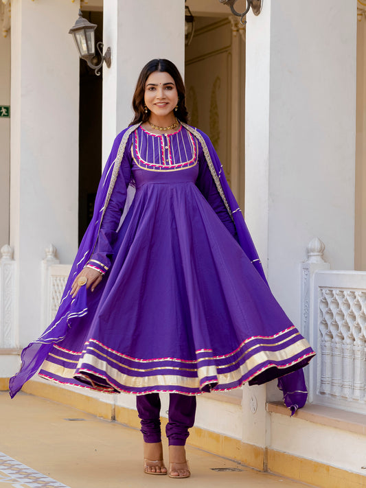 Purple lace Rangrez anarkali suit set