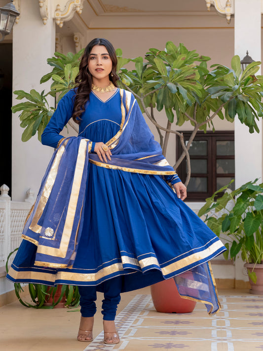 Royal Blue Rangrez anarkali suit set