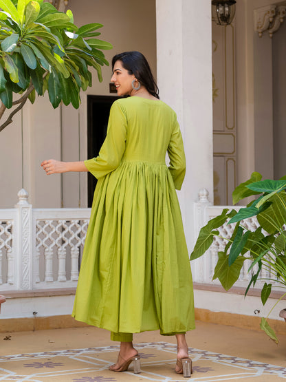 Green lurex kurta set