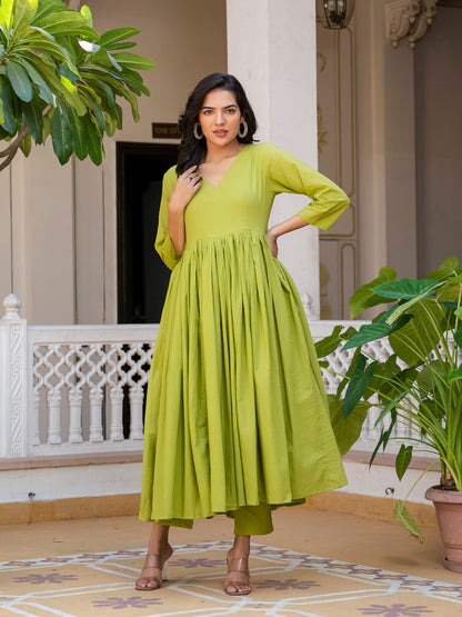 Green lurex kurta set