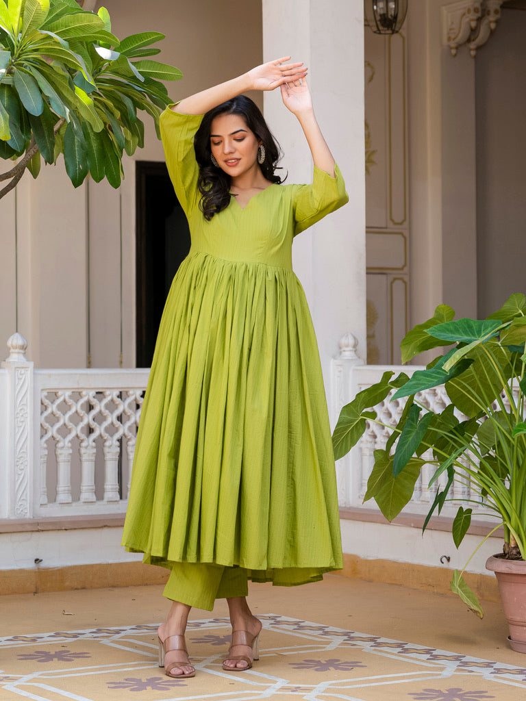 Green lurex kurta set