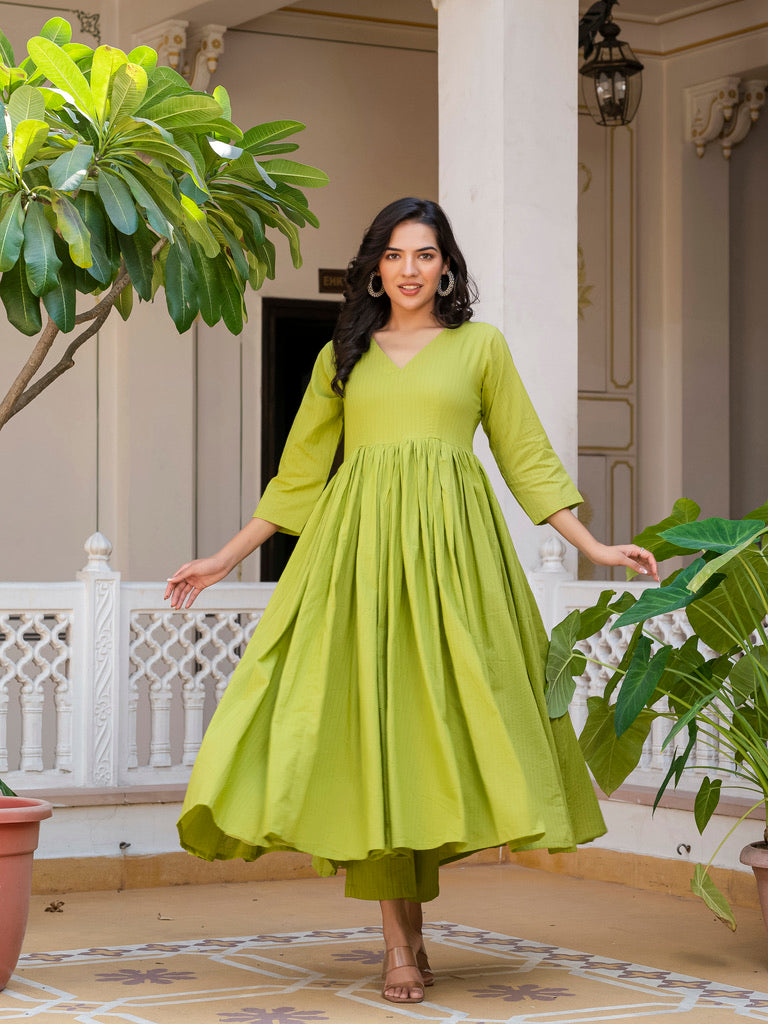 Green lurex kurta set