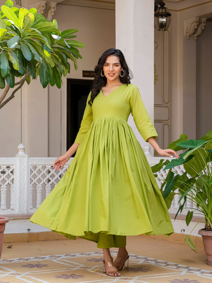 Green lurex kurta set