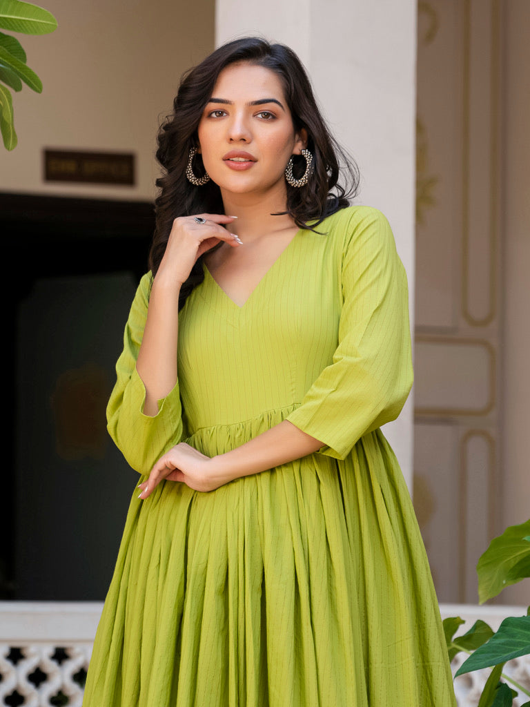 Green lurex kurta set