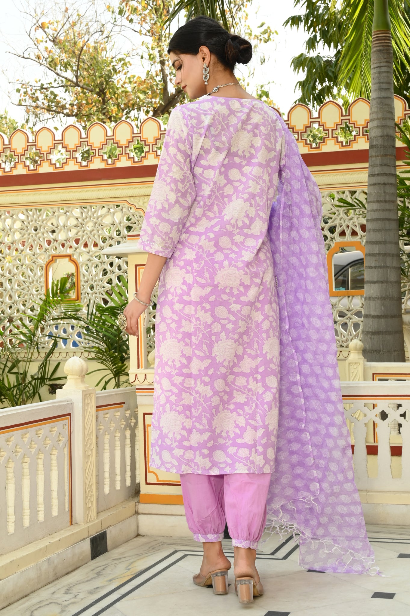 Lavender Meadows Hand-Block Suit Set